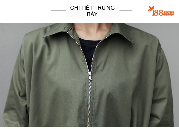 Áo Khoác Gió Nữ Dáng Dài Vừa Phong Cách Hàn Quốc Màu Xanh Quân Đội chi tiết 16