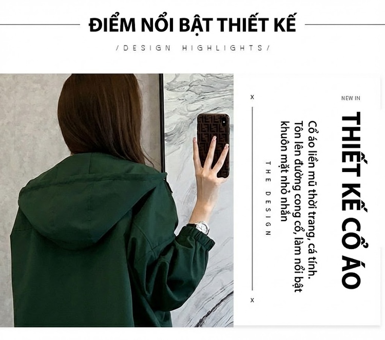 Áo Khoác Gió Nữ Dáng Dài Vừa Phong Cách Hàn Quốc Trẻ Trung Có Mũ Trùm Màu Đen, Xanh Lá, Be, Đỏ... chi tiết 5