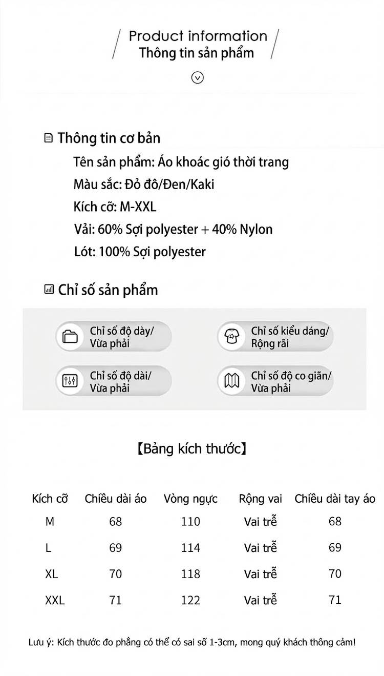 Áo Khoác Gió Nữ Dáng Dài Vừa Phong Cách Thu Đông Màu Đỏ Rượu, Kem, Đen chi tiết 10