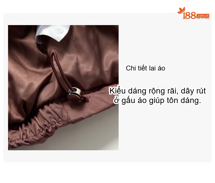 Áo Khoác Gió Nữ Ngắn Tay Lỡ Dáng Nhỏ Có Mũ Trùm Đầu Màu Be, Nâu chi tiết 12