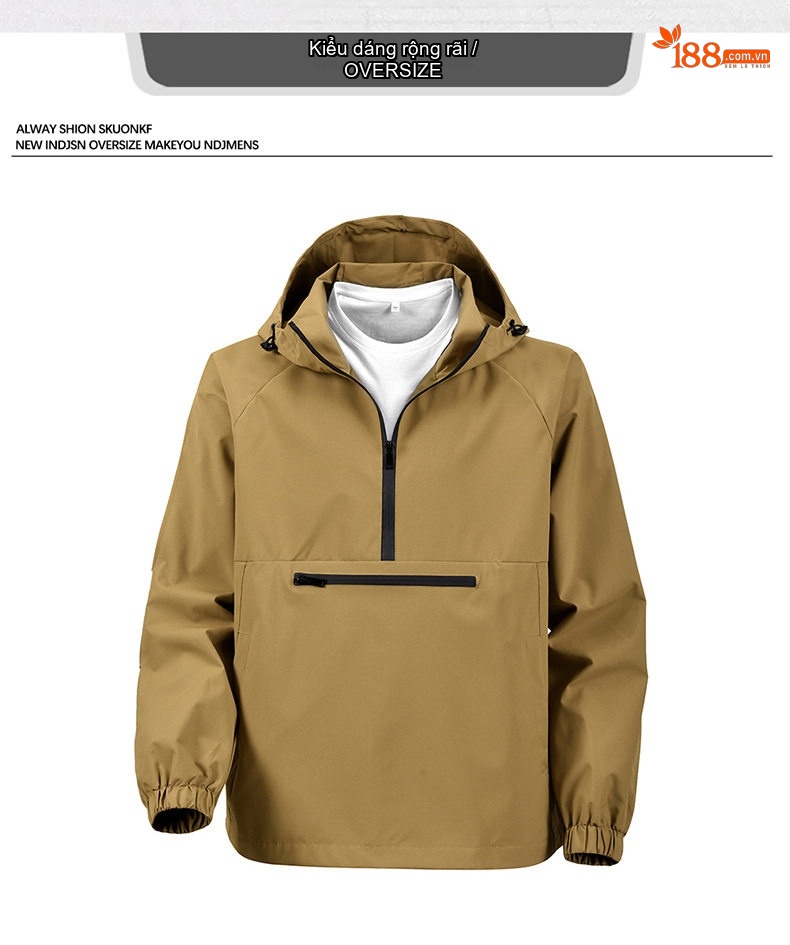 Áo Khoác Hoodie Nam Túi Hộp Dáng Rộng Màu Be, Đen, Xám, Tím... chi tiết 2