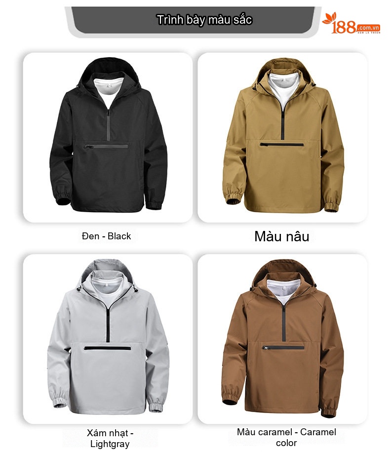 Áo Khoác Hoodie Nam Túi Hộp Dáng Rộng Màu Be, Đen, Xám, Tím... chi tiết 6