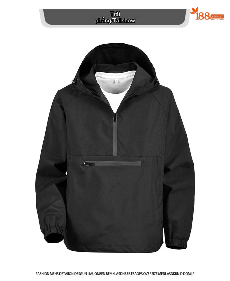 Áo Khoác Hoodie Nam Túi Hộp Dáng Rộng Màu Be, Đen, Xám, Tím... chi tiết 12