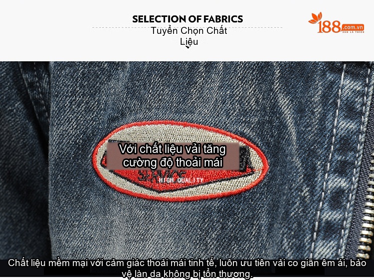 Áo Khoác Jean Nam Cổ Trụ Thêu Hoa Phong Cách Châu Âu chi tiết 1