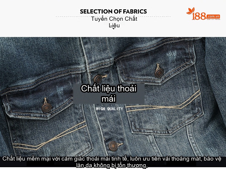 Áo Khoác Jean Nam Dáng Suông Cổ Bẻ Túi Hộp Phong Cách Vintage Màu Xanh Denim chi tiết 2
