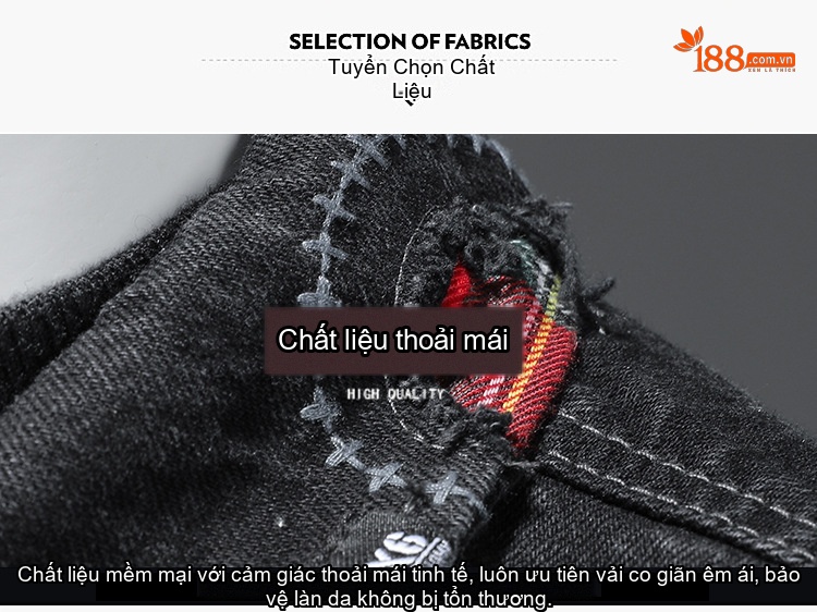Áo Khoác Jean Nam Phong Cách Âu Mỹ, Thiết Kế Rách Vá Mạnh Mẽ Màu Đen chi tiết 2