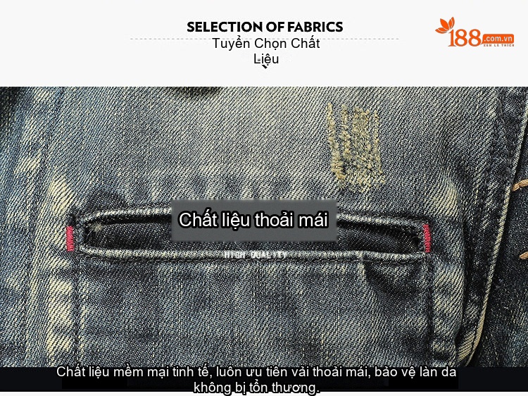 Áo Khoác Jean Nam Thêu Họa Tiết Phong Cách Retro Màu Xanh Dương chi tiết 3