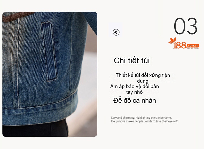 Áo Khoác Jean Nữ Lót Lông Dày Dặn Cổ Lông Màu Xanh chi tiết 11