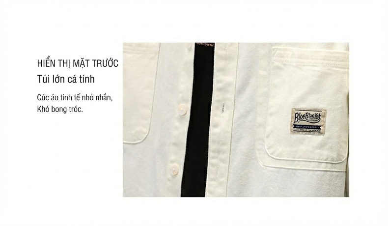 Áo Khoác Kiểu Sơ Mi Nam Cotton Dáng Rộng Phong Cách Nhật Bản Tay Dài Màu Xanh Rêu, Nâu, Trắng, Đen chi tiết 18