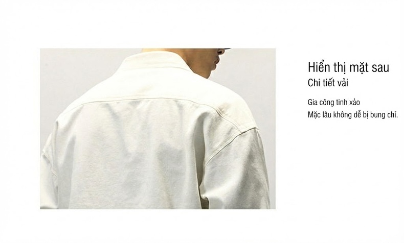 Áo Khoác Kiểu Sơ Mi Nam Cotton Dáng Rộng Phong Cách Nhật Bản Tay Dài Màu Xanh Rêu, Nâu, Trắng, Đen chi tiết 21