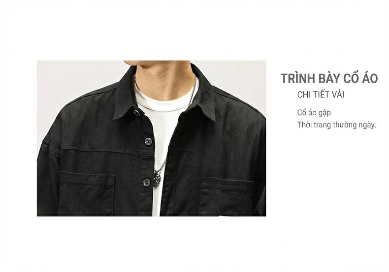 Áo Khoác Kiểu Sơ Mi Nam Cotton Dáng Rộng Phong Cách Nhật Bản Tay Dài Màu Xanh Rêu, Nâu, Trắng, Đen chi tiết 27