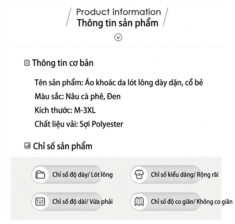 Áo Khoác Lông Cổ Bẻ Nữ Da Mờ Phong Cách Tiểu Thư Màu Nâu, Đen chi tiết 1