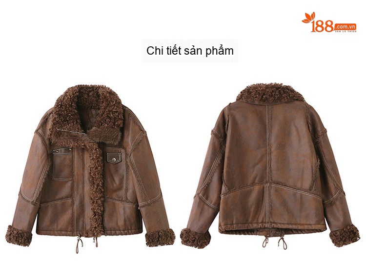Áo Khoác Lông Cổ Bẻ Nữ Da Mờ Phong Cách Tiểu Thư Màu Nâu, Đen chi tiết 28