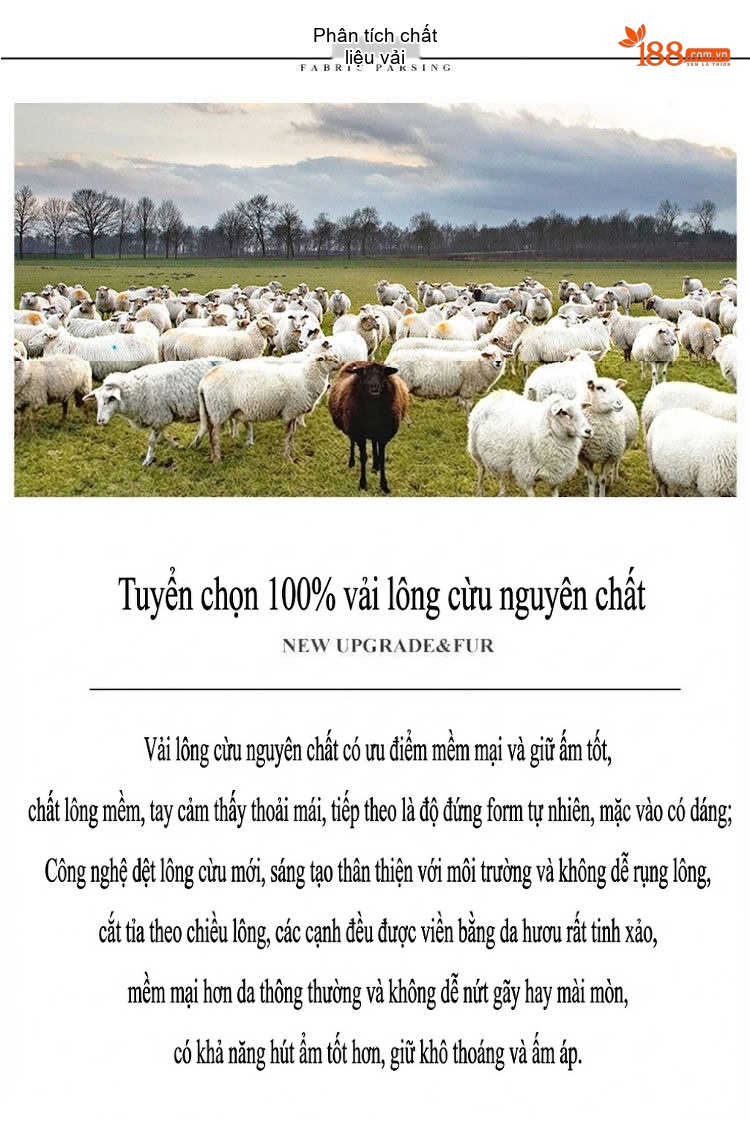 Áo Khoác Lông Cừu Cổ Lông Chồn Dáng Dài Trung Niên Mùa Đông Màu Vàng, Đỏ, Xanh, Đen chi tiết 2