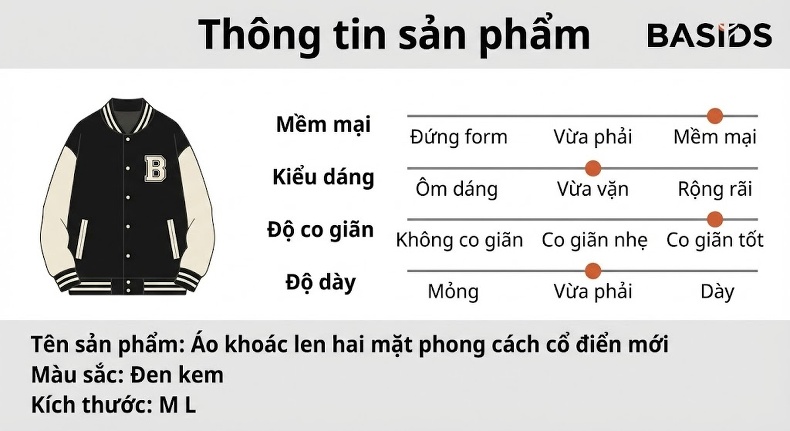 Áo Khoác Lông Cừu Ép Hai Mặt Cổ Tròn Tay Lỡ Dáng Ngắn Màu Đen, Kem chi tiết 1