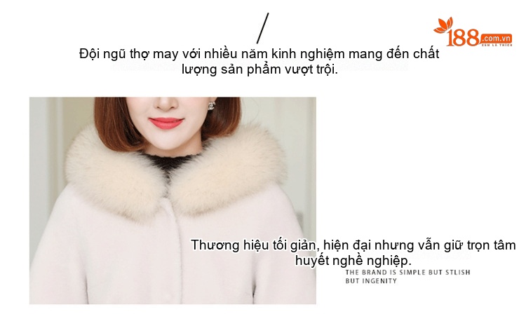Áo Khoác Lông Cừu Ép Nữ Dáng Dài Vừa Cổ Lông Thú Màu Trắng Kem, Xám chi tiết 3