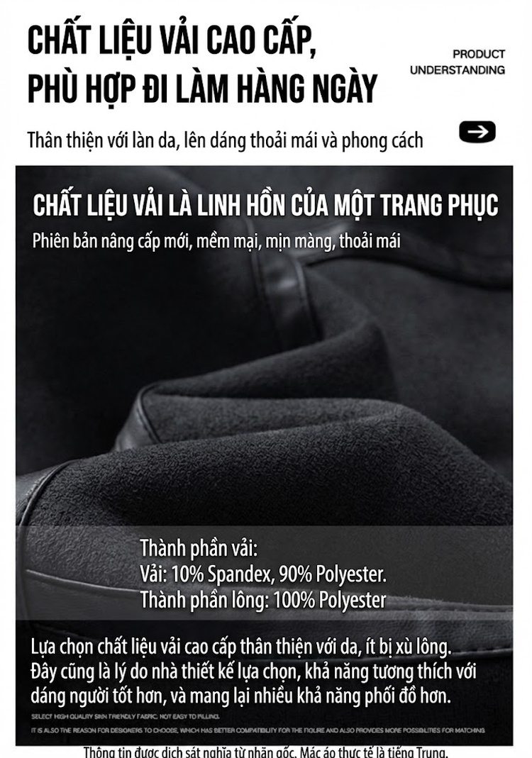 Áo Khoác Lông Cừu Non Cotton Dày Dặn Cổ Bẻ Nam Nữ Màu Nâu, Đen chi tiết 4