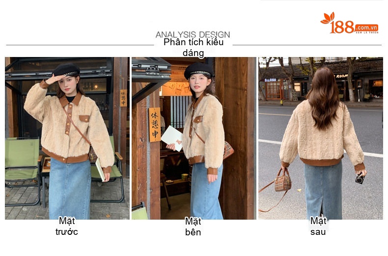 Áo Khoác Lông Cừu Non Dáng Ngắn Cổ Bẻ Phong Cách Thời Trang Nữ chi tiết 4