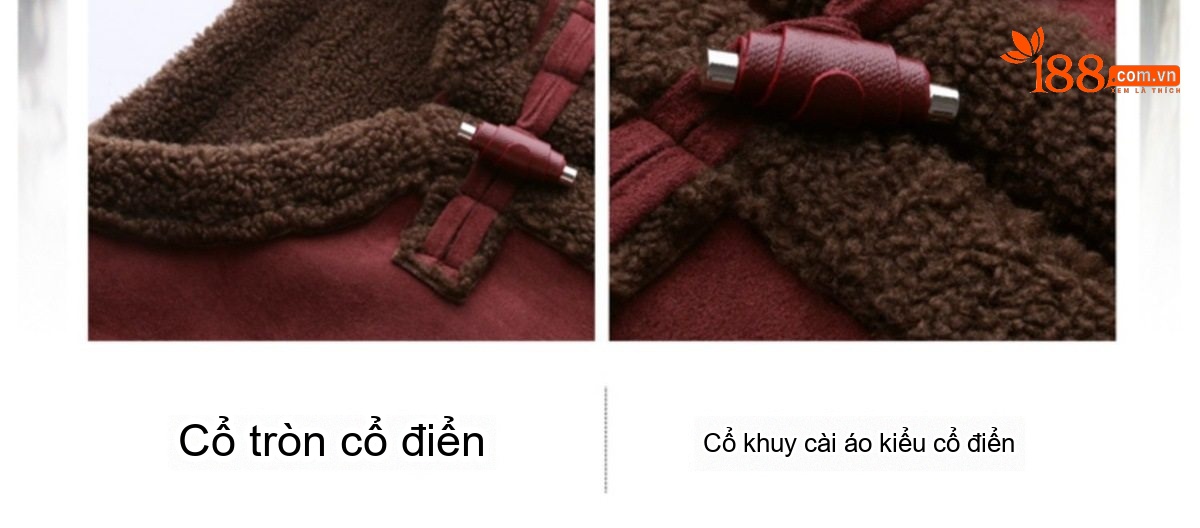Áo Khoác Lông Cừu Non Dáng Ngắn Cổ Tàu Viền Lông Màu Hồng, Đỏ chi tiết 11