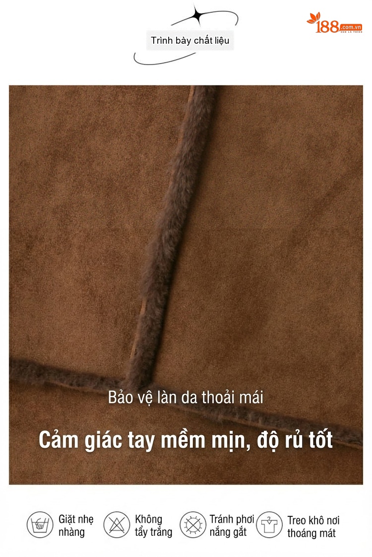 Áo Khoác Lông Cừu Non Ngắn Tay Dáng Ôm Giữ Ấm Màu Nâu, Be chi tiết 9