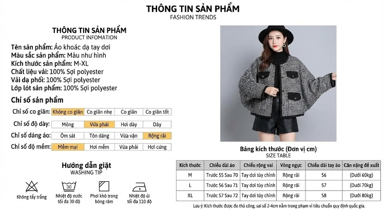 Áo Khoác Lông Cừu Non Ngắn Tay Lỡ Dáng Croptop Họa Tiết Caro Màu Xám, Đen chi tiết 8