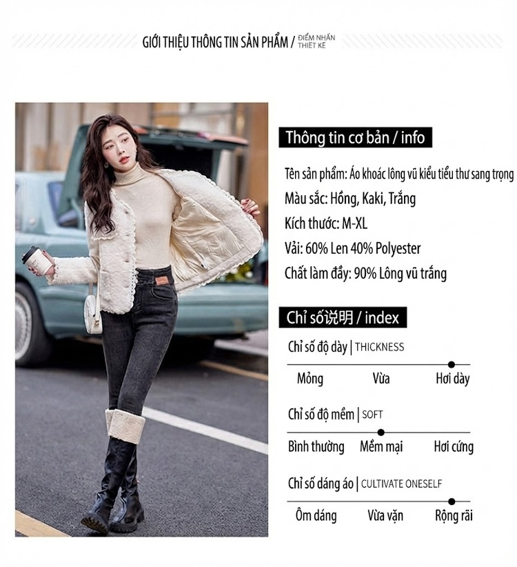 Áo Khoác Lông Nữ Ngắn Tay Dáng Ôm chi tiết 15