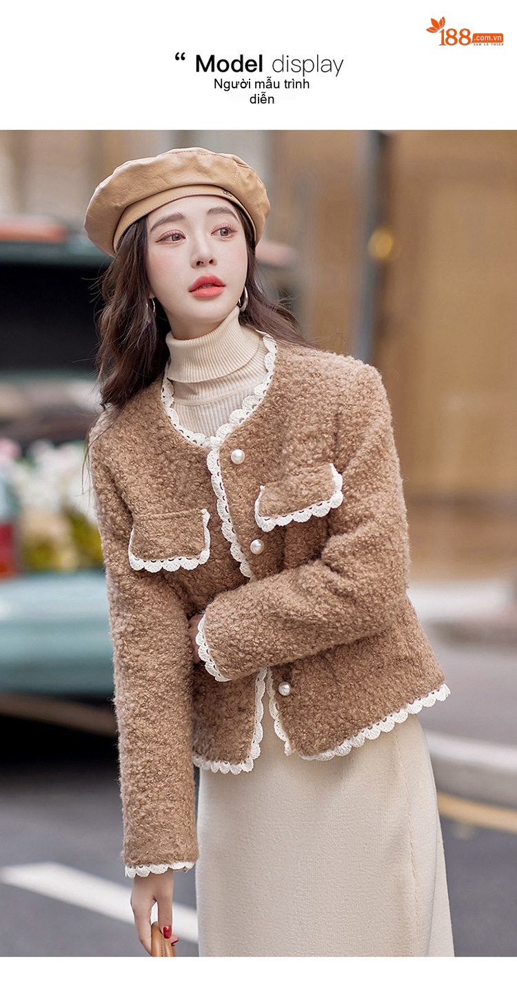 Áo Khoác Lông Nữ Ngắn Tay Dáng Ôm chi tiết 17