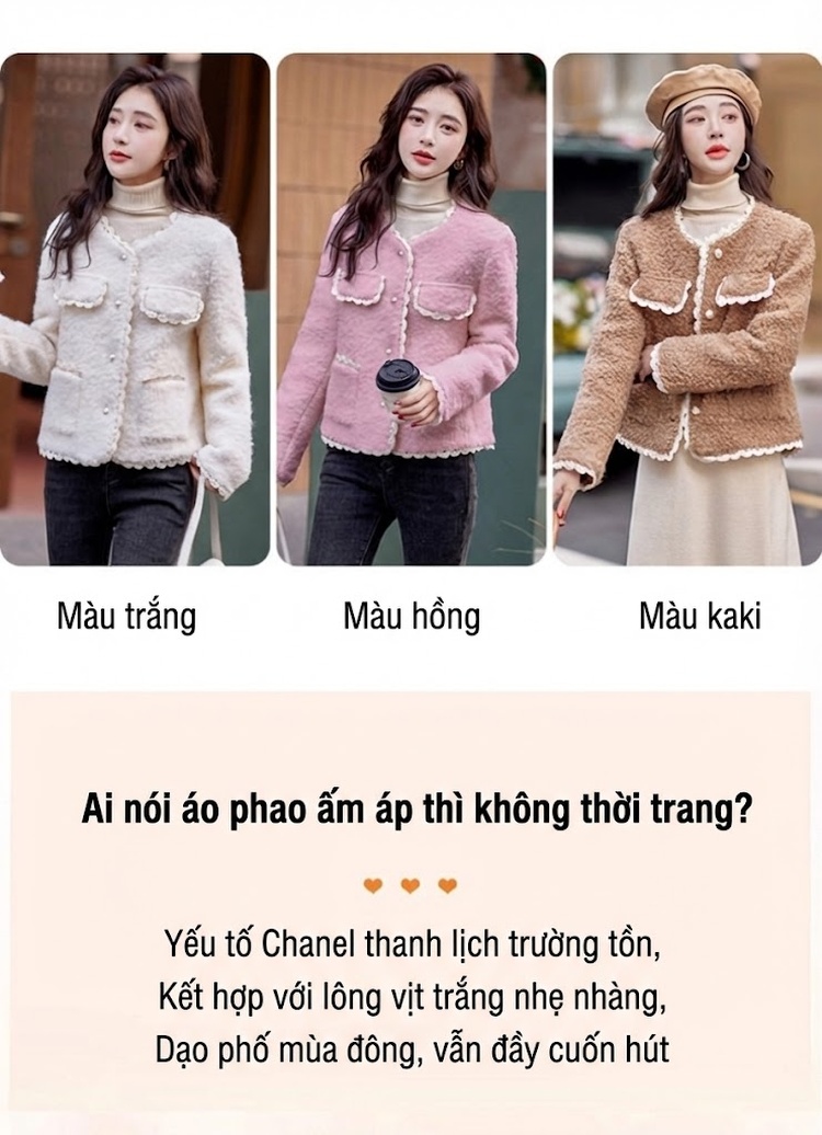 Áo Khoác Lông Nữ Ngắn Tay Dáng Ôm chi tiết 2