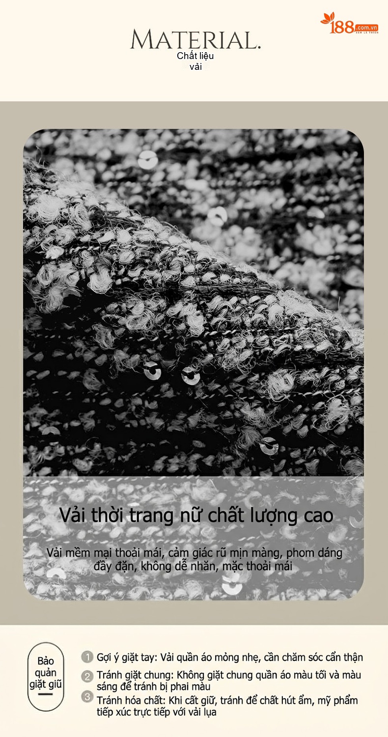 Áo Khoác Lửng Nữ Cổ Tròn Tay Dài Thiết Kế Tiểu Thư Thanh Lịch Màu Xám chi tiết 7
