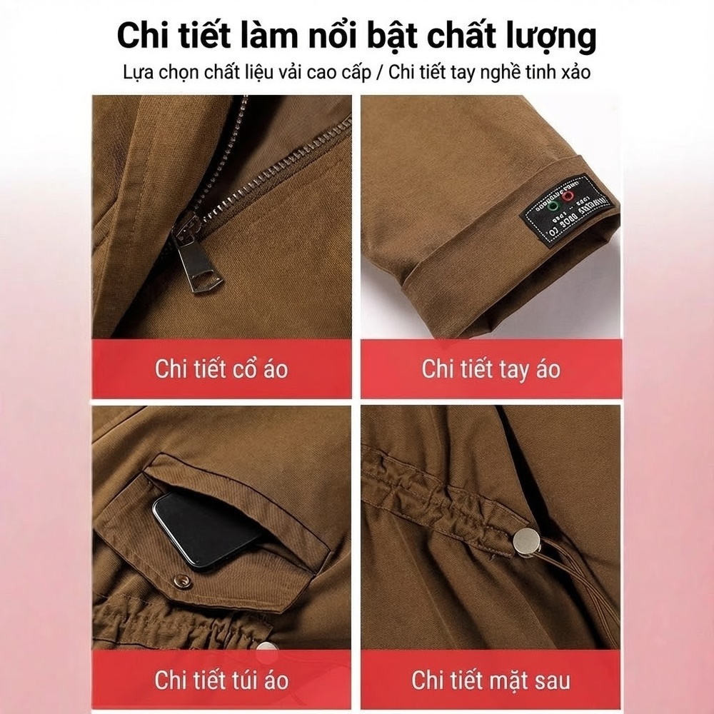 Áo Khoác Lửng Nữ Phong Cách Hàn Quốc Dáng Rộng Màu Nâu, Xanh, Kem
