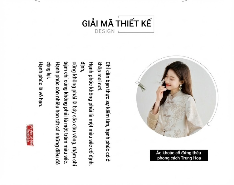 Áo Khoác Lửng Nữ Phong Cách Trung Hoa Cổ Điển Thêu Hoa Tay Lỡ Màu Trắng Kem, Hồng chi tiết 2