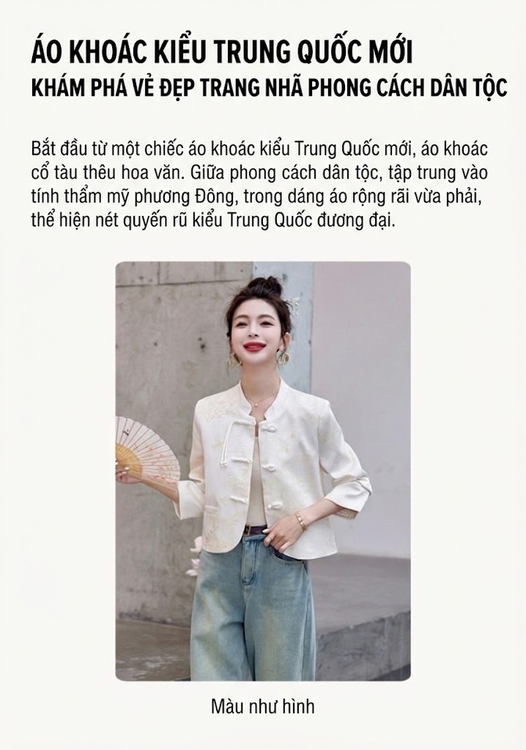 Áo Khoác Lửng Nữ Phong Cách Trung Hoa Thêu Hoa Nhỏ Nhắn chi tiết 2