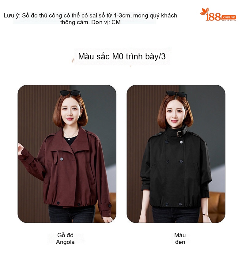 Áo Khoác Lửng Nữ Tay Dài Cổ Bẻ Dáng Rộng Thời Trang Thu Đông Màu Đỏ Rượu, Đen chi tiết 8