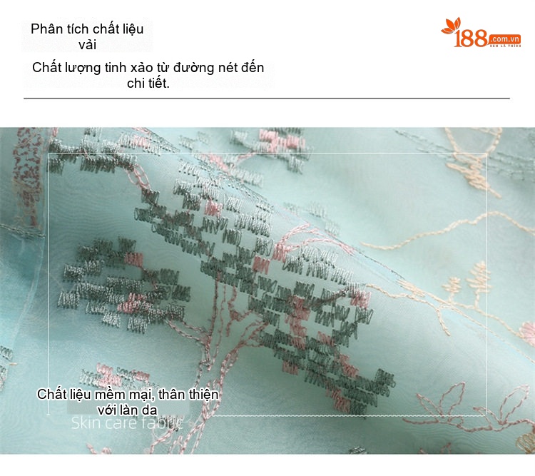 Áo Khoác Lửng Nữ Thêu Họa Tiết Phong Cách Trung Hoa Thiết Kế Sang Trọng Thoáng Mát Màu Xanh, Trắng, Hồng chi tiết 7