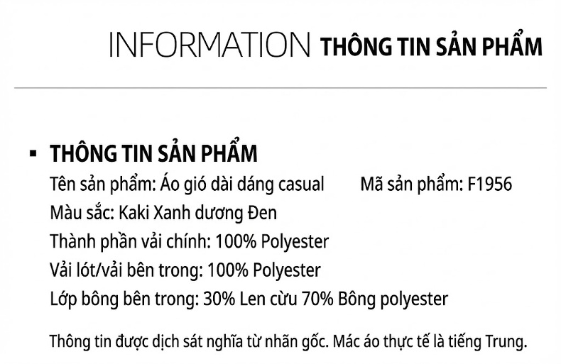 Áo Khoác Măng Tô Nam Dáng Dài Kháng Nhăn Lót Lông Cừu Có Thể Tháo Rời Màu Be, Xanh Navy, Đen chi tiết 14