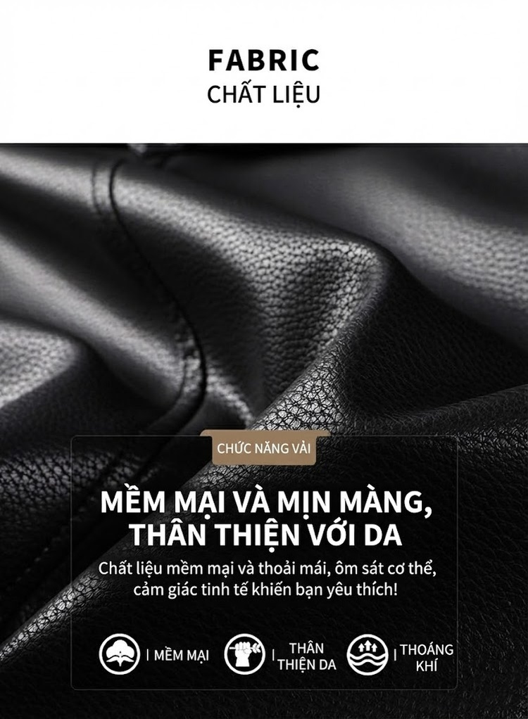 Áo Khoác Mangto Nam Dáng Dài Thắt Eo Da PU Phong Cách Thanh Lịch Màu Đen chi tiết 2