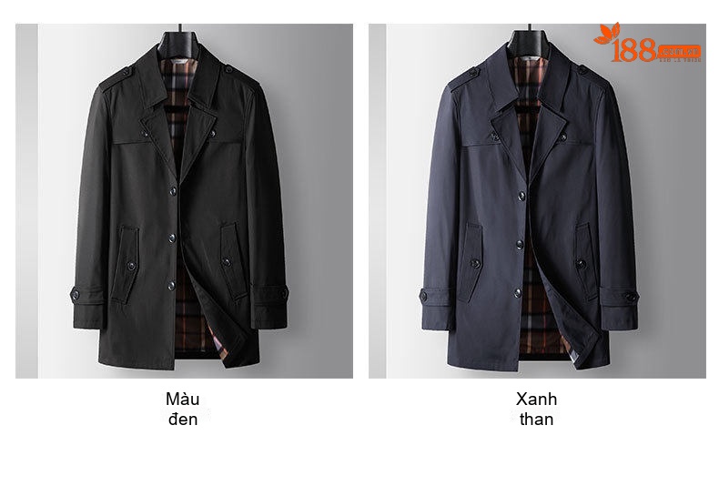 Áo Khoác Mangto Nam Dáng Dài Vừa Cổ chữ Vest Cài Nút Phong Cách Lịch Lãm Màu Đen, Nâu, Kem, Xanh Navy chi tiết 4