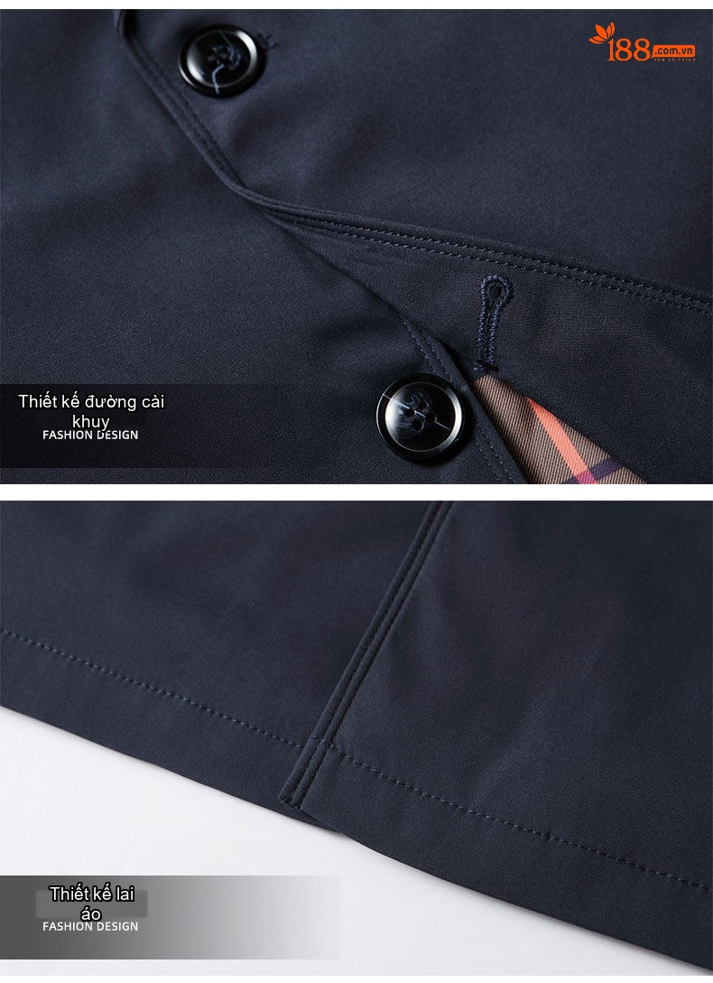Áo Khoác Mangto Nam Dáng Dài Vừa Cổ chữ Vest Cài Nút Phong Cách Lịch Lãm Màu Đen, Nâu, Kem, Xanh Navy chi tiết 13