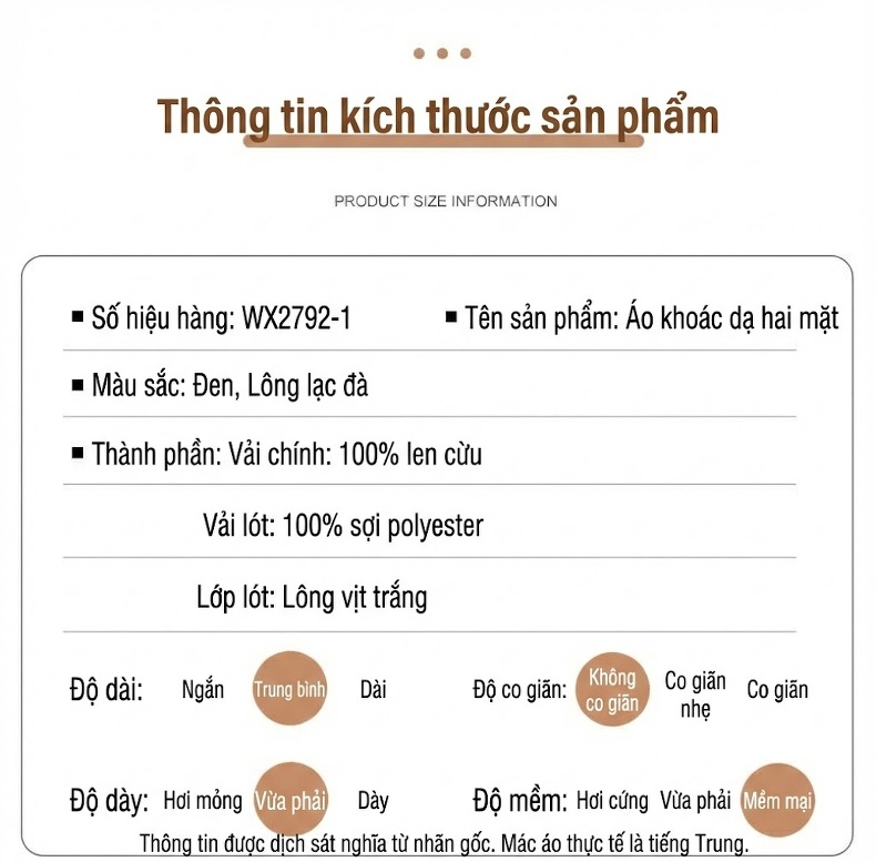 Áo Khoác Nam 100% Len Lót Lông Vũ Có Mũ Trùm Đầu Màu Be, Đen chi tiết 15