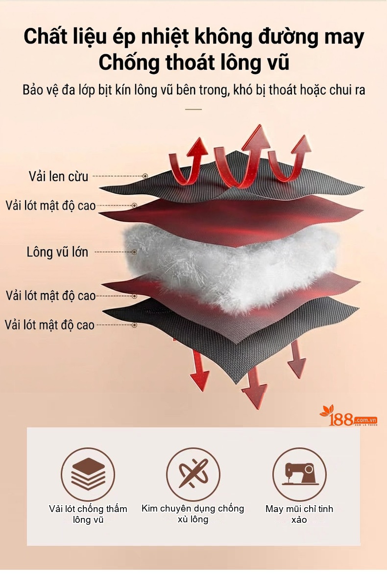 Áo Khoác Nam 100% Len Lót Lông Vũ Có Mũ Trùm Đầu Màu Be, Đen chi tiết 11