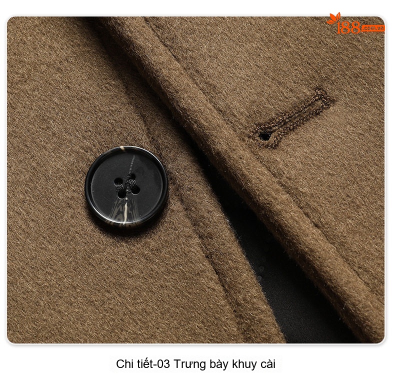 Áo Khoác Nam 100% Lông Cừu Dáng Trend Màu Nâu, Xanh Navy, Đen chi tiết 21