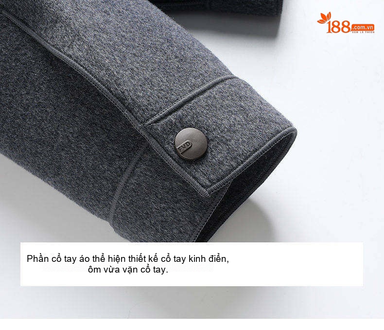 Áo Khoác Nam Cổ Bẻ Công Sở Dáng Suông Chất Liệu Lông Cừu Hai Mặt Màu Be, Đen, Xám chi tiết 17