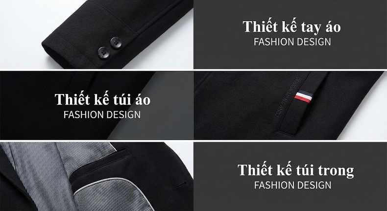 Áo Khoác Nam Cổ Bẻ Công Sở Dáng Suông Mỏng Nhẹ Màu Đen, Xám chi tiết 14