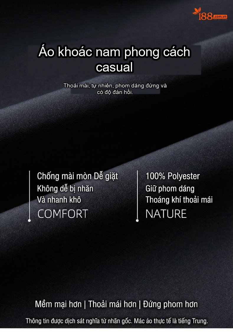 Áo Khoác Nam Cổ Bẻ Công Sở Dáng Suông Mỏng Nhẹ Màu Đen, Xám chi tiết 1