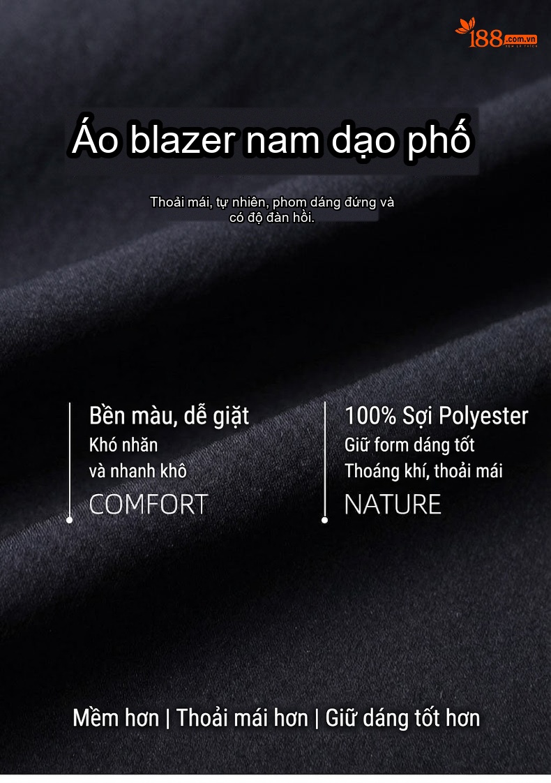 Áo Khoác Nam Cổ Bẻ Dáng Áo Sơ Mi Phong Cách Thanh Lịch Màu Đen, Xám chi tiết 1
