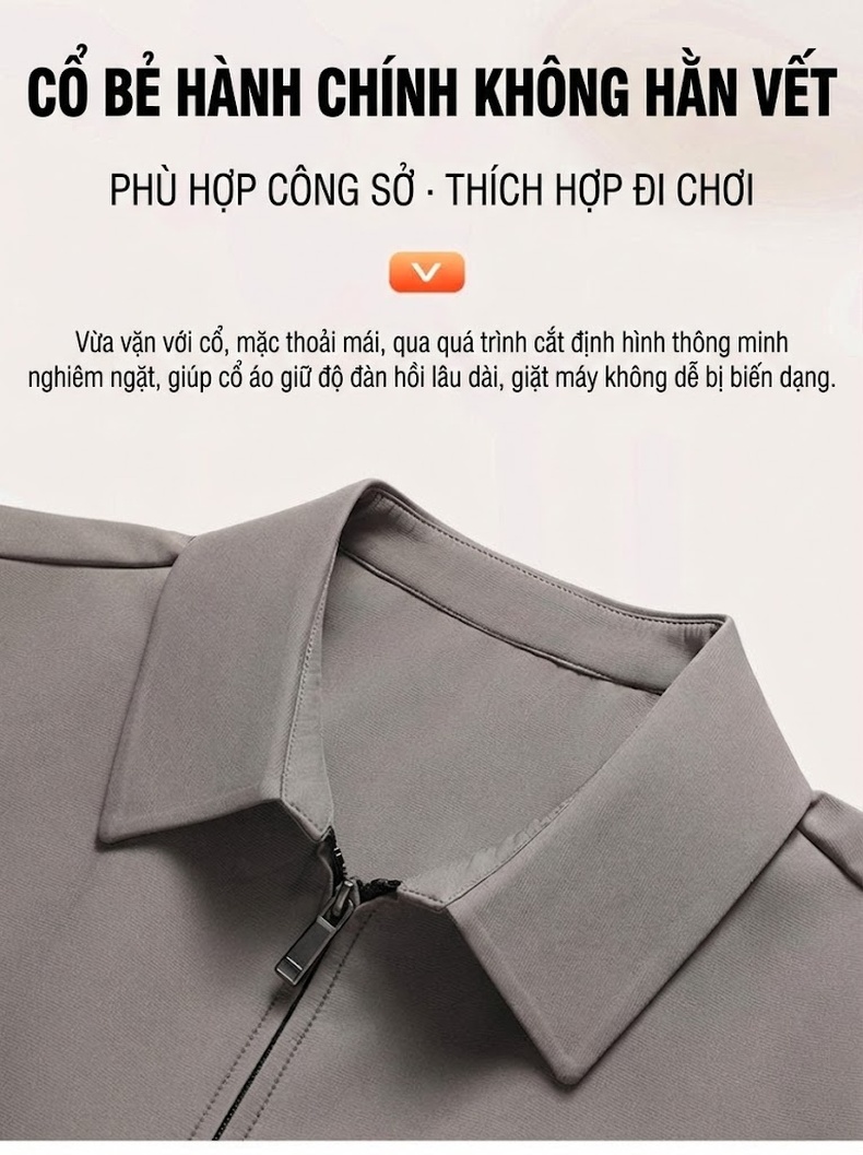 Áo khoác nam cổ bẻ khóa kéo phong cách công sở chi tiết 7