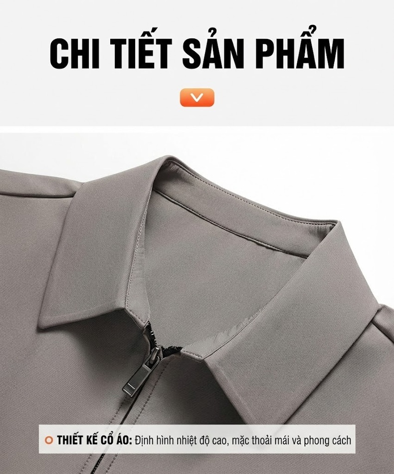 Áo khoác nam cổ bẻ khóa kéo phong cách công sở chi tiết 17