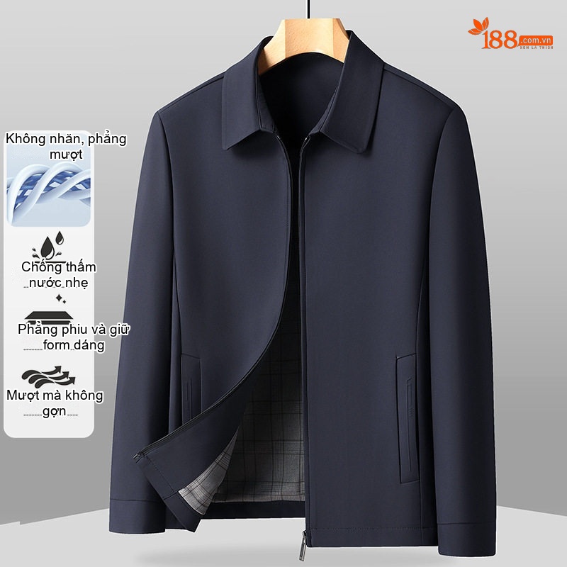 Áo khoác nam cổ bẻ khóa kéo phong cách công sở