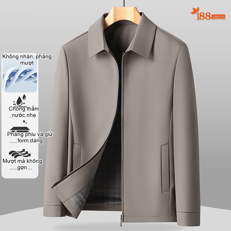 Áo khoác nam cổ bẻ khóa kéo phong cách công sở