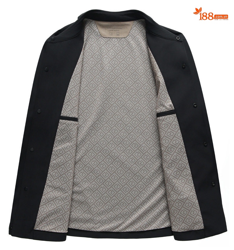 Áo Khoác Nam Cổ Bẻ Spandex Mỏng Nhẹ Phong Cách Doanh Nhân Màu Đen chi tiết 10